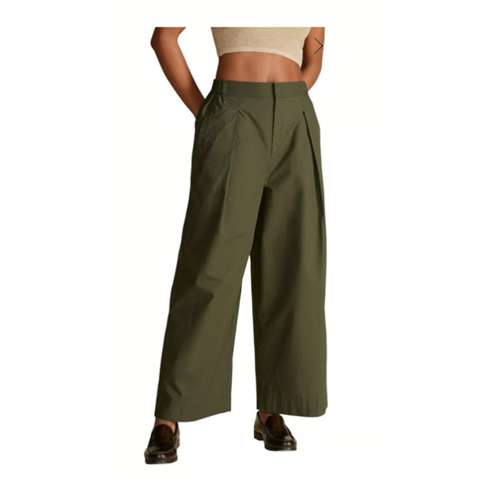 Amour Vert Sammy XS Women Sustainable Organic Cotton Poplin Pant Olive Oil Green